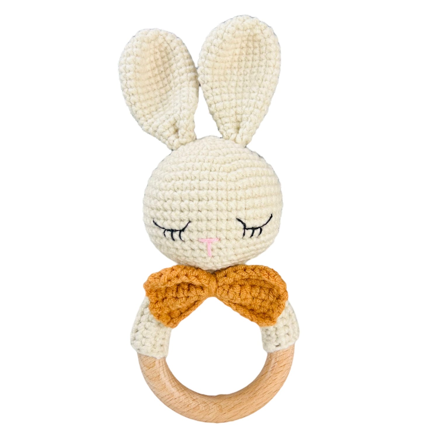 Baby Rattle - Bunny Brown Bow