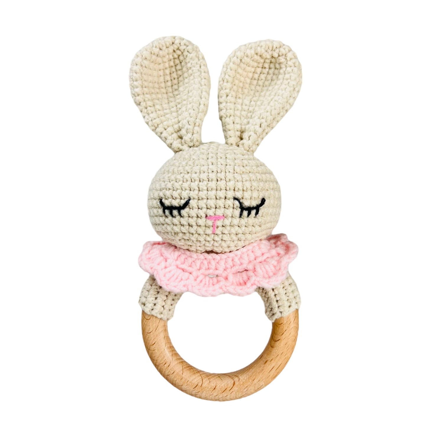 Baby Rattle - Bunny Pink Bib