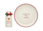 Santa Christmas Cookie Plate & Milk Jug Holiday Set