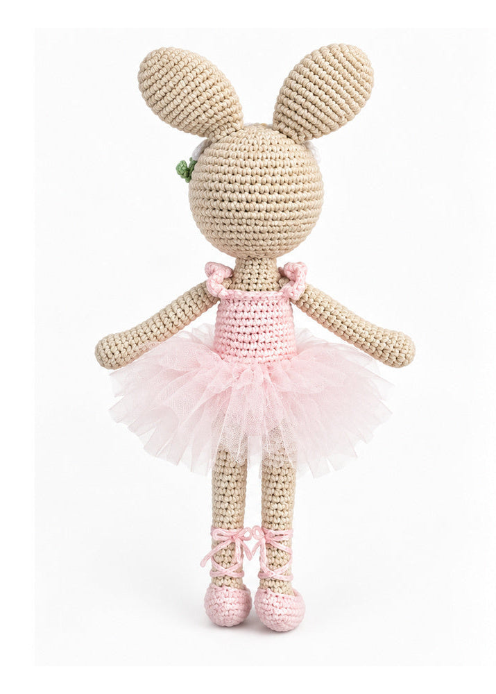Sophia bunny ballerina crochet doll with pink tulle tutu back view
