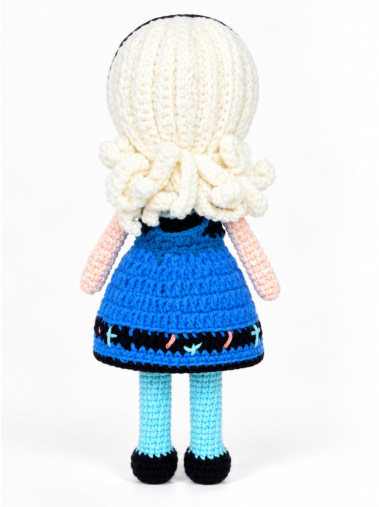 Winter Princess crochet doll back view