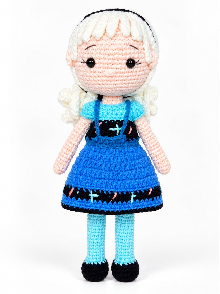 Winter Princess crochet doll front view